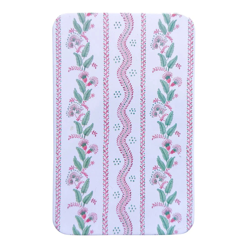 Printed Tin Box with Magnet - Pink Emma Stripe