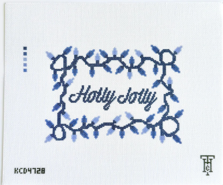 Holly Jolly Blue Printed Canvas
