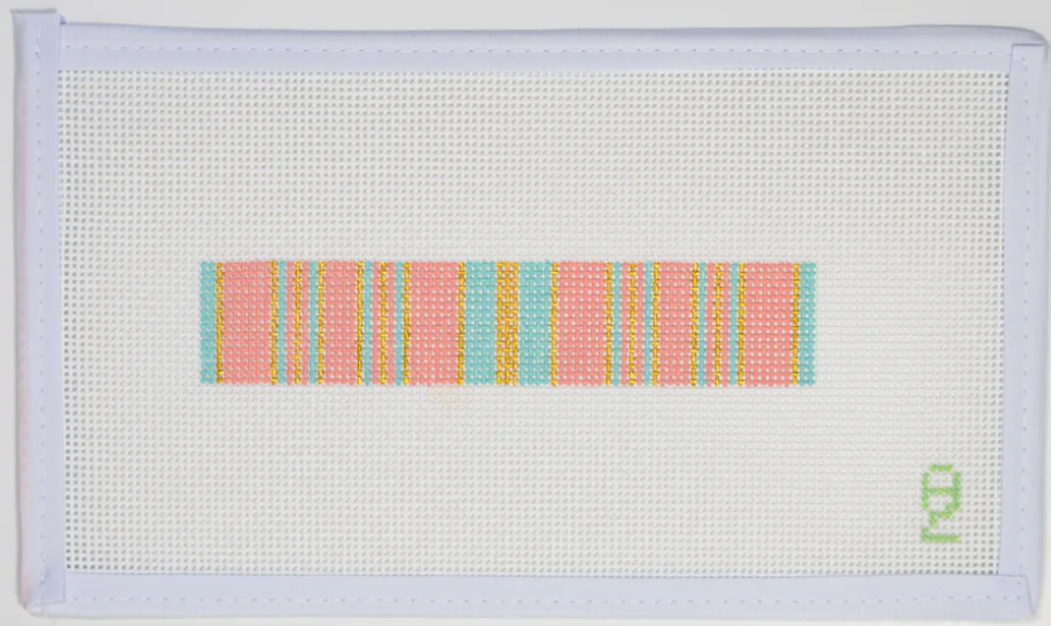 Pink Ticking Needlepoint Fob