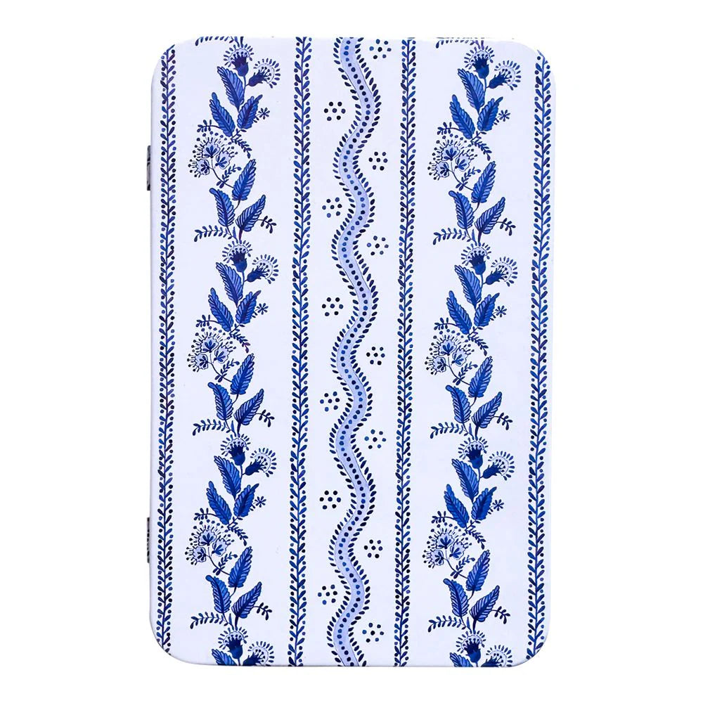 Printed Tin Box with Magnet - Blue Emma Stripe