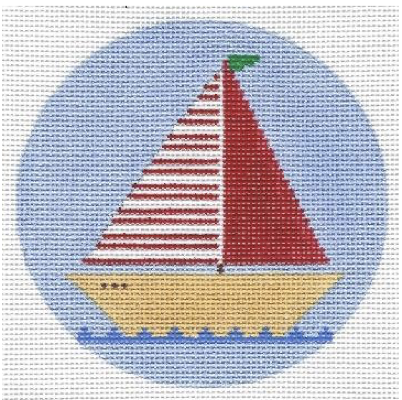 Red Sail Boat Ornament
