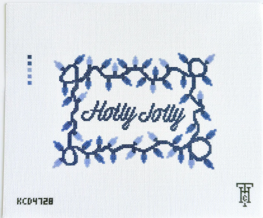Holly Jolly Blue Printed Canvas