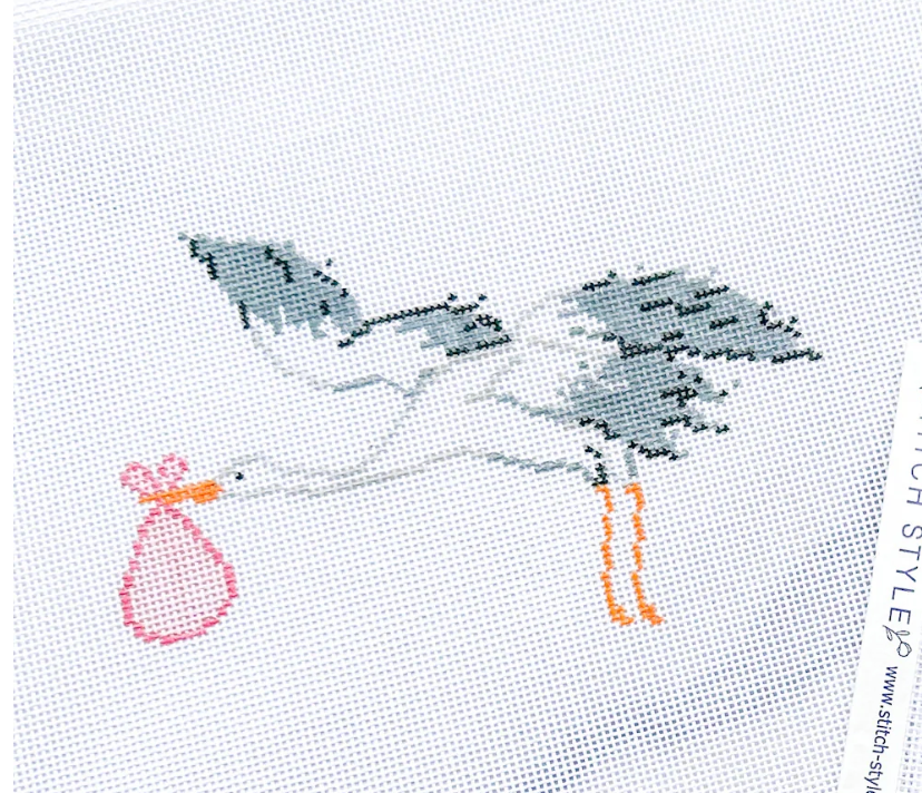 Pink Stork Needlepoint Canvases