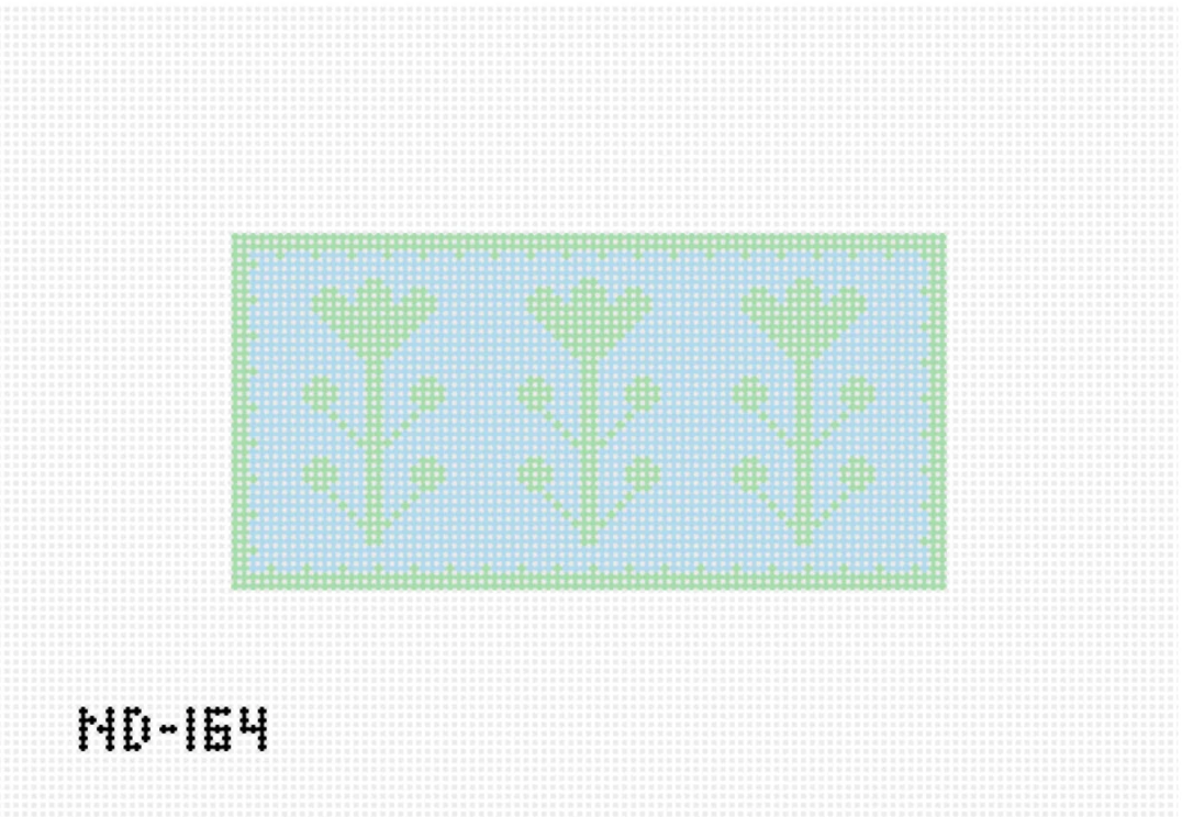 Blue & Green Block Print Flower B - Clutch Insert Needlepoint Canvas